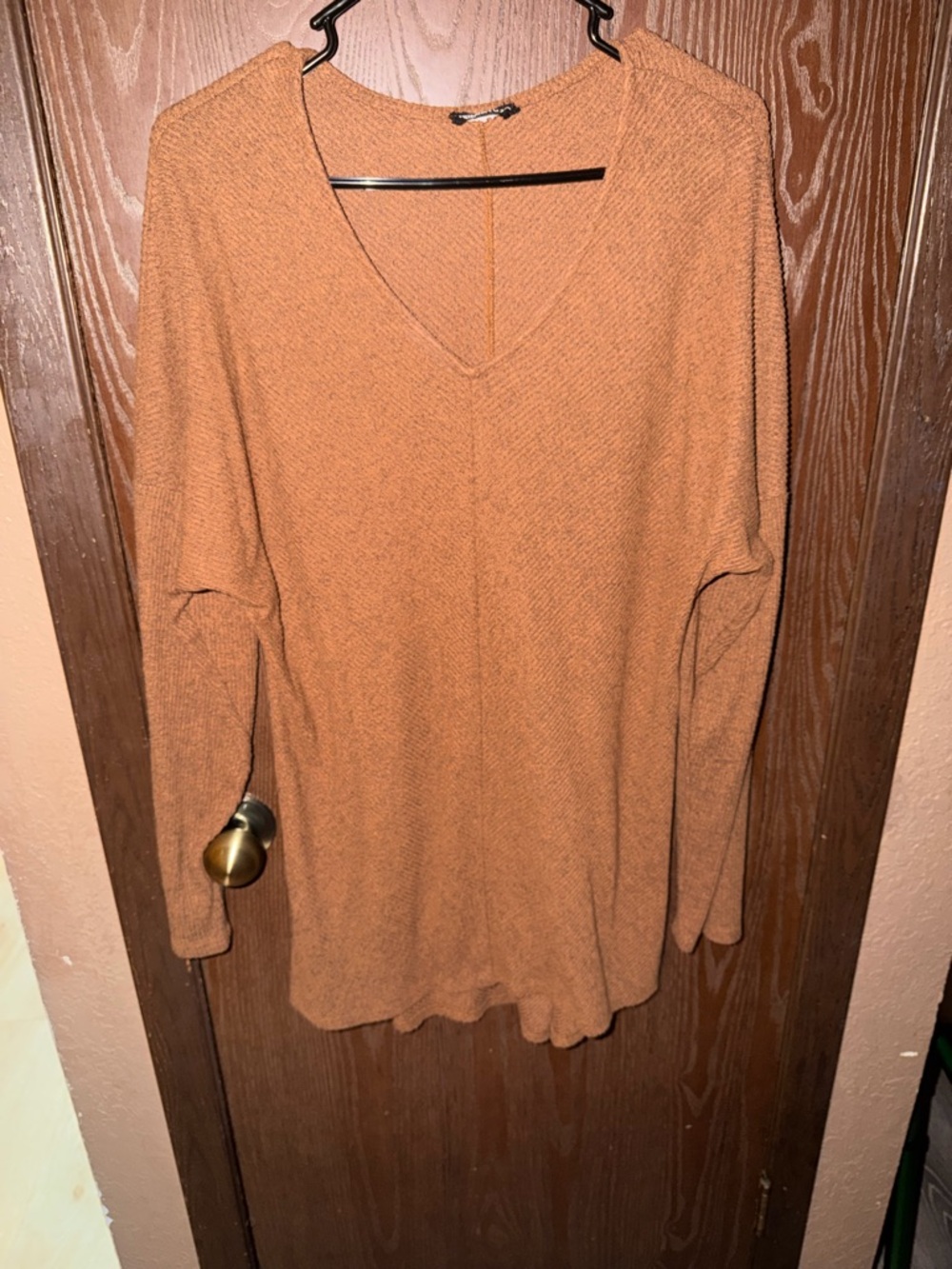 Cozy V-Neck Long Sleeve Top in Mocha